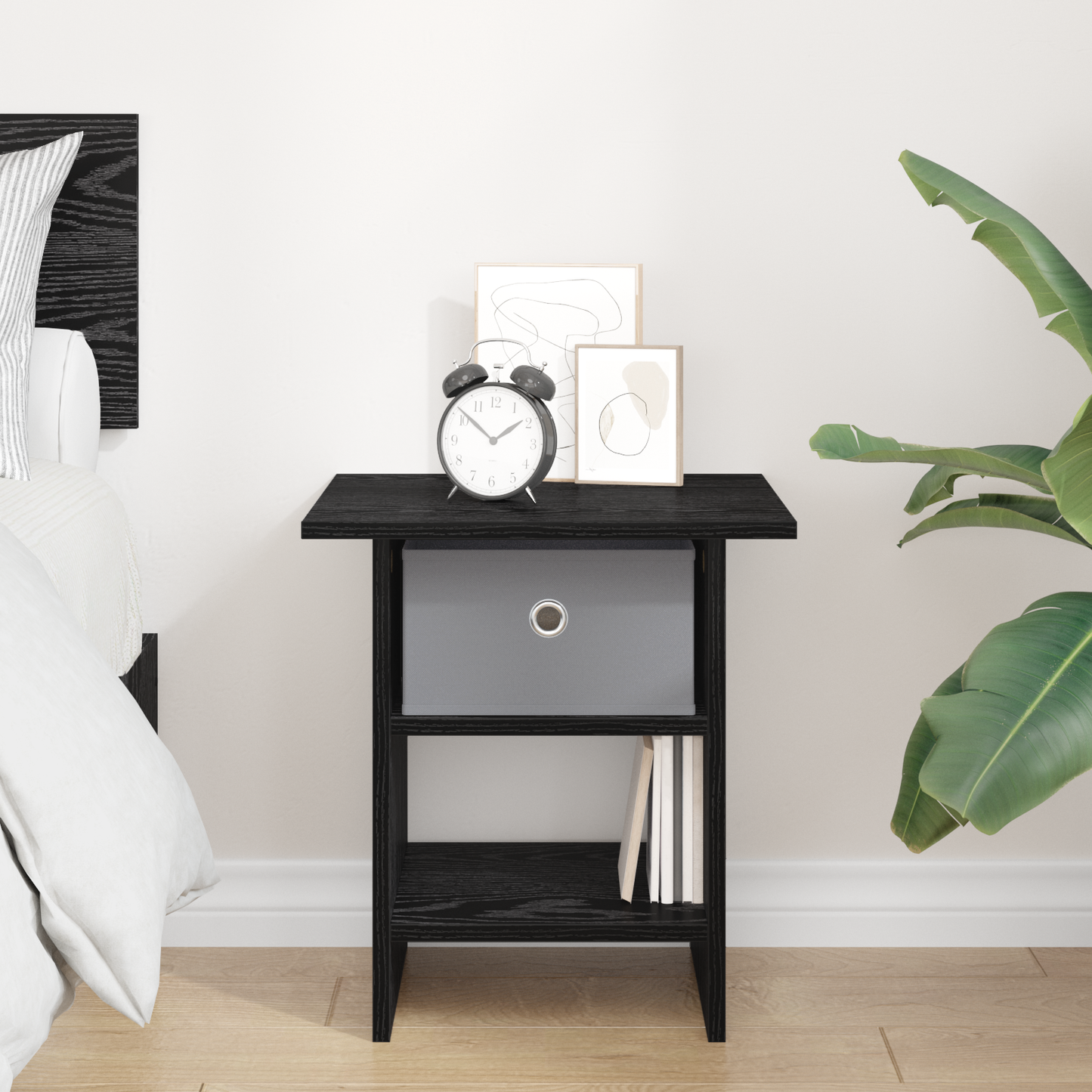 Bedside Table Black Oak 41 x 40 x 45 cm Engineered Wood