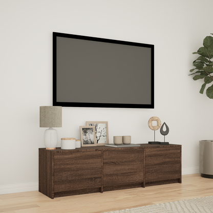 TV Cabinet with LED Brown Oak 140 x 34 x 40 cm Engineered Wood