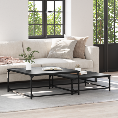 Coffee Table 2 pcs Black Oak Engineered Wood