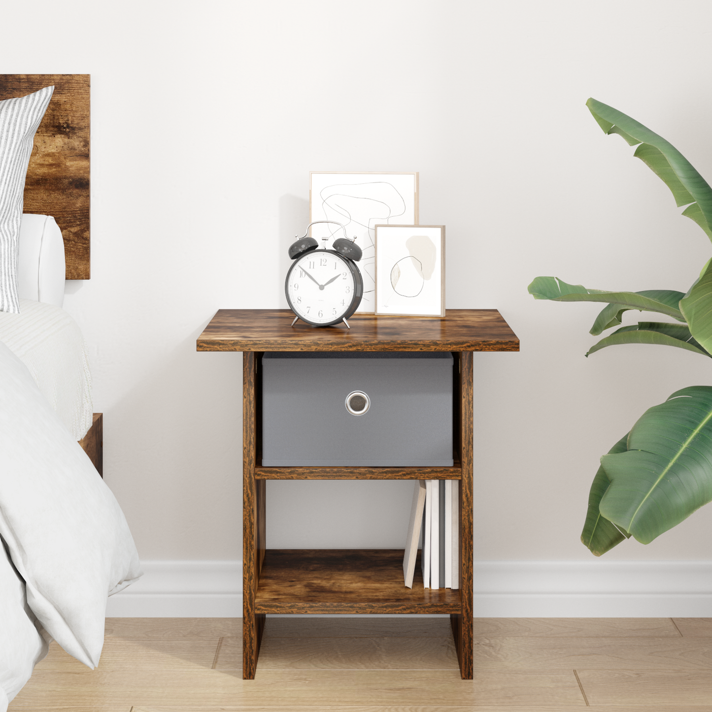 Bedside Table Smoked Oak 41 x 40 x 45 cm Engineered Wood