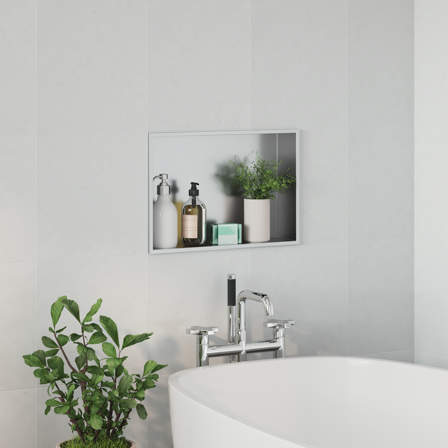 Shower Niche Silver 45 x 30 x 9.5 cm Stainless Steel