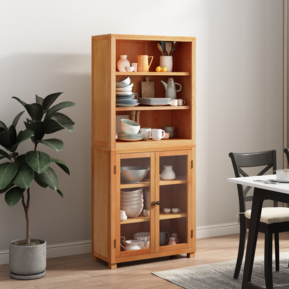 Storage Furniture Set with Shelf 2 pcs Natural 80 x 35 x 185 cm