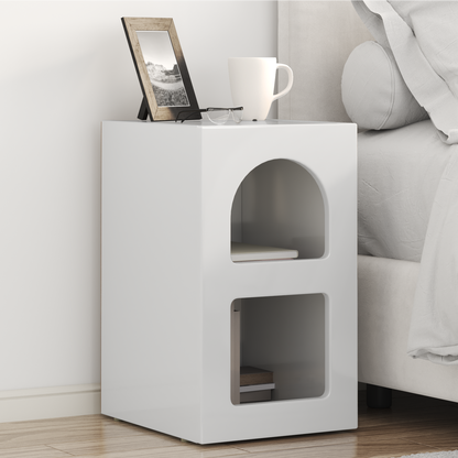 Bedside Table ELST 2 pcs High Gloss White 29.5 x 33.5 x 50 cm