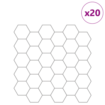 Hexagon Tile 20 pcs White Grey 30 x 30 cm Polyurethane and PET