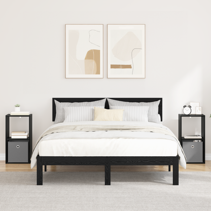 Bedside Table with Drawer 2 pcs Black Oak 30.5 x 27 x 59.5 cm