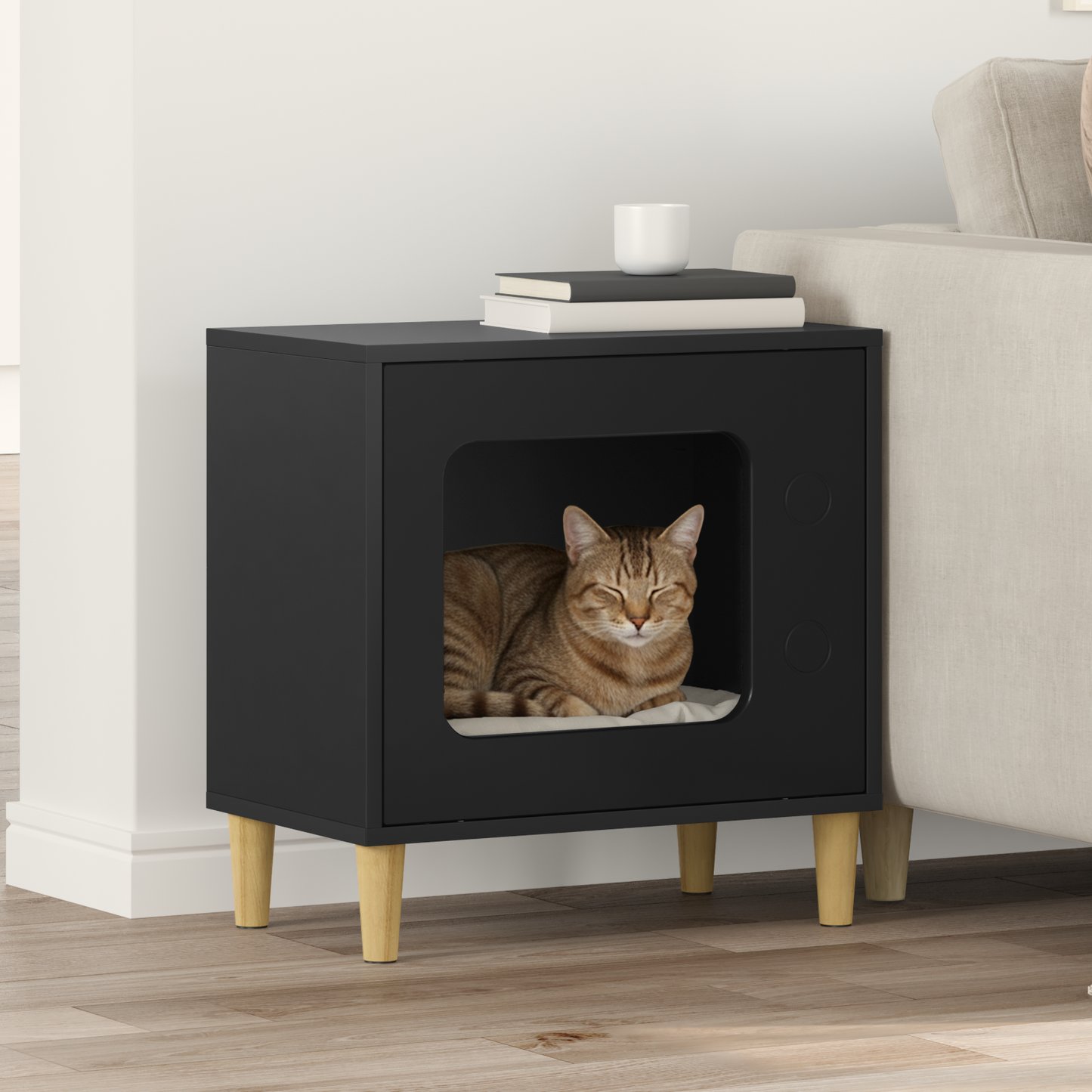 Cat House Black 51 x 30 x 52 cm Engineered Wood