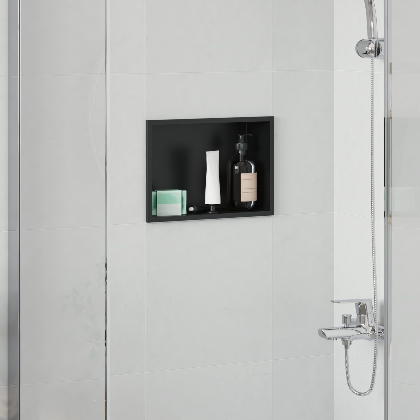 Shower Niche Black 30 x 20 x 9.5 cm Stainless Steel