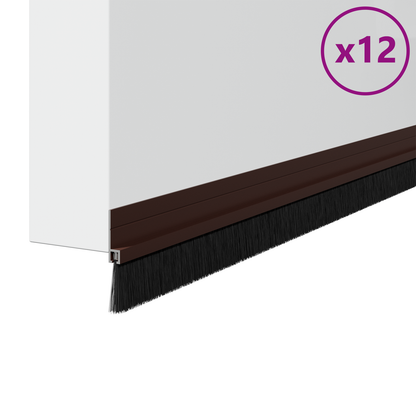 Self-adhesive Door Brush Seals 12 pcs Brown 100 cm