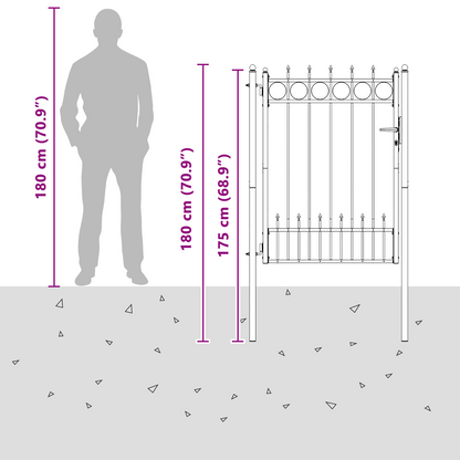 Fence Gate HORST Steel Black Lockable