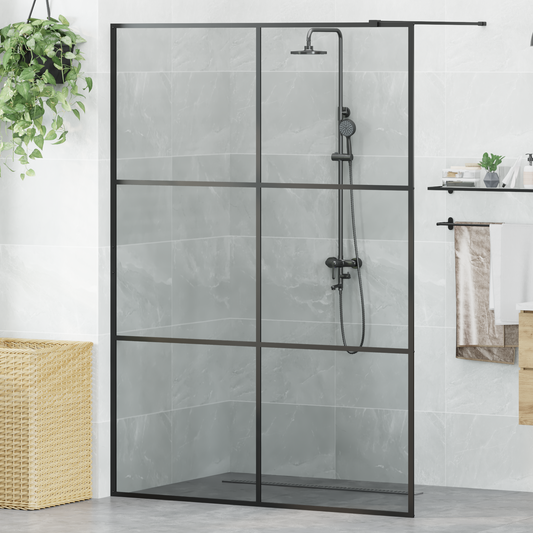 Walk-in Shower Wall Black 140 x 195 cm Tempered Glass