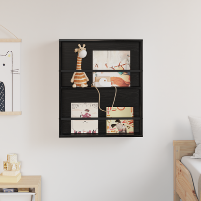 Magazine Rack Black Oak 60 x 12 x 70 cm Engineered Wood