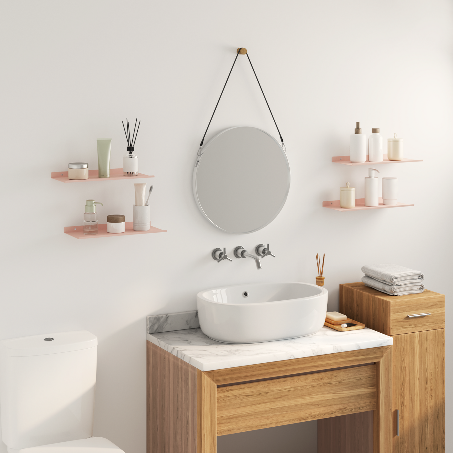 Floating Shelf Wall-mounted 4 pcs Pink 40 x 18 x 2.5 cm Steel