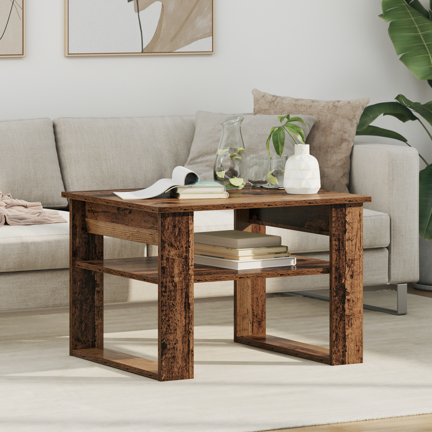 Coffee Table Old Wood 64 x 54 x 44 cm Engineered Wood