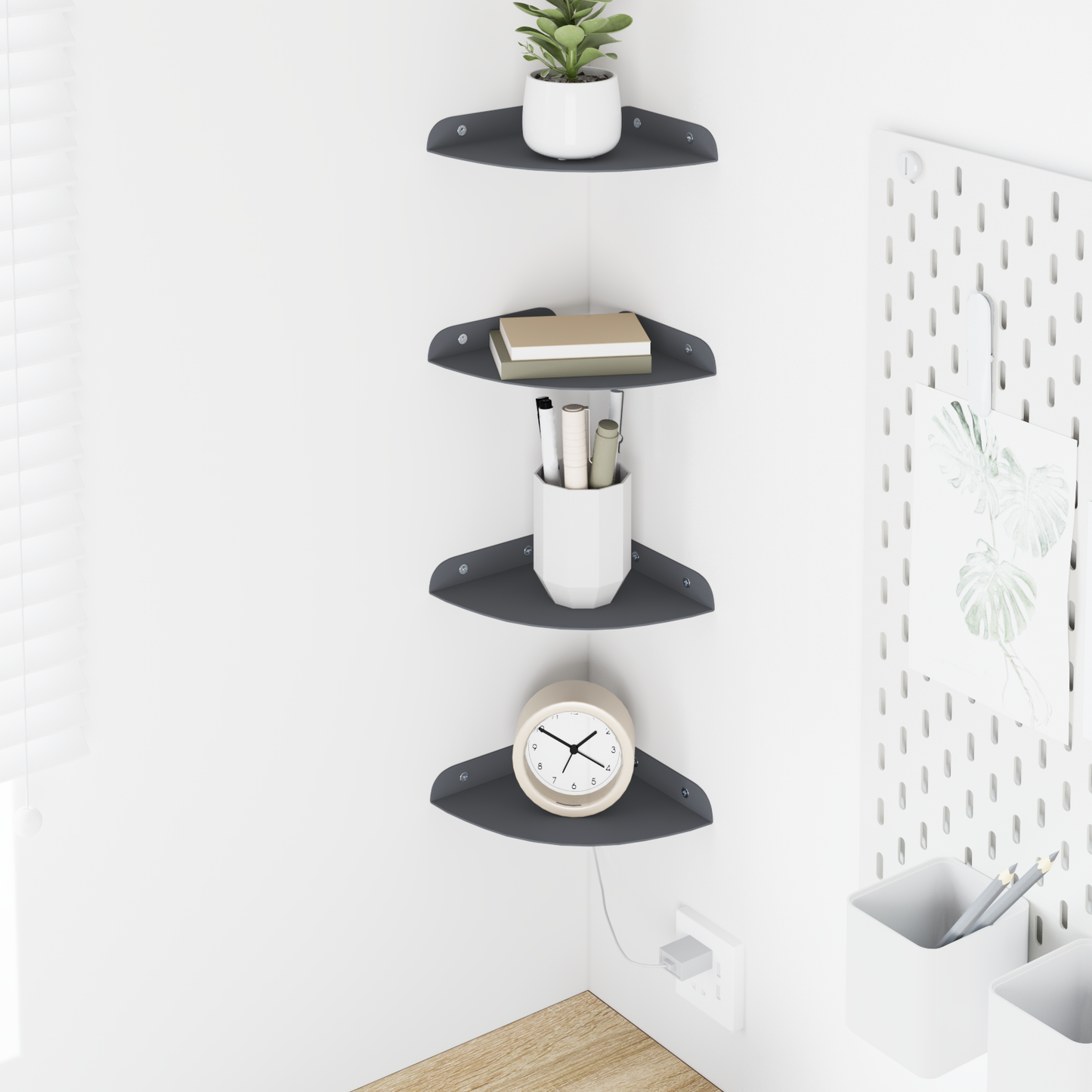 Floating Shelf with Shelf 4 pcs Anthracite 15 x 15 x 2 cm