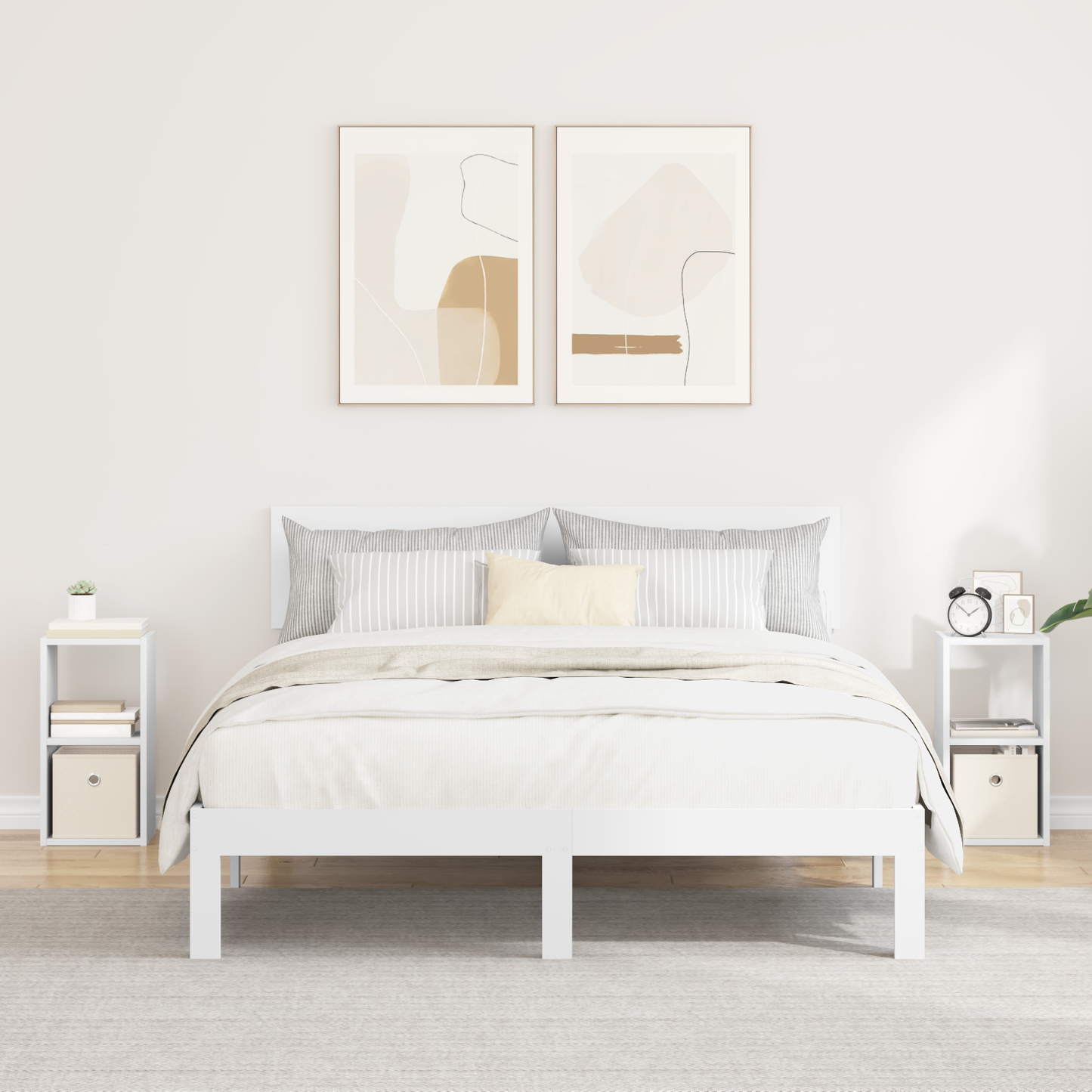 Bedside Table 2 pcs White 25.5 x 22 x 49.5 cm Engineered Wood