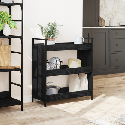 Kitchen Trolley Black Oak 70 x 30 x 82 cm Engineered Wood