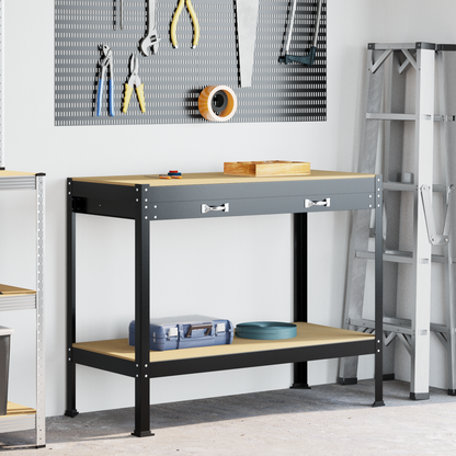 Workbench Black 114 x 54 x 91 cm Engineered Wood and Metal