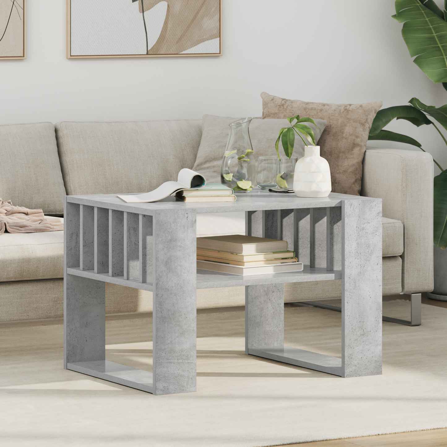 Coffee Table Concrete Grey 66 x 49.5 x 45 cm Engineered Wood