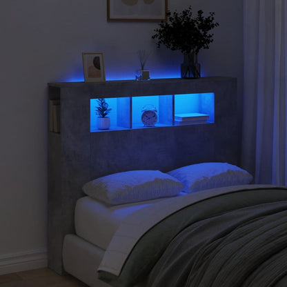 LED Headboard Concrete Grey 120x18.5x103.5 cm Engineered Wood