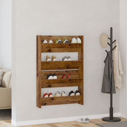 Shoe Cabinet 2 pcs Old wood 80 x 18 x 60 cm Engineered Wood