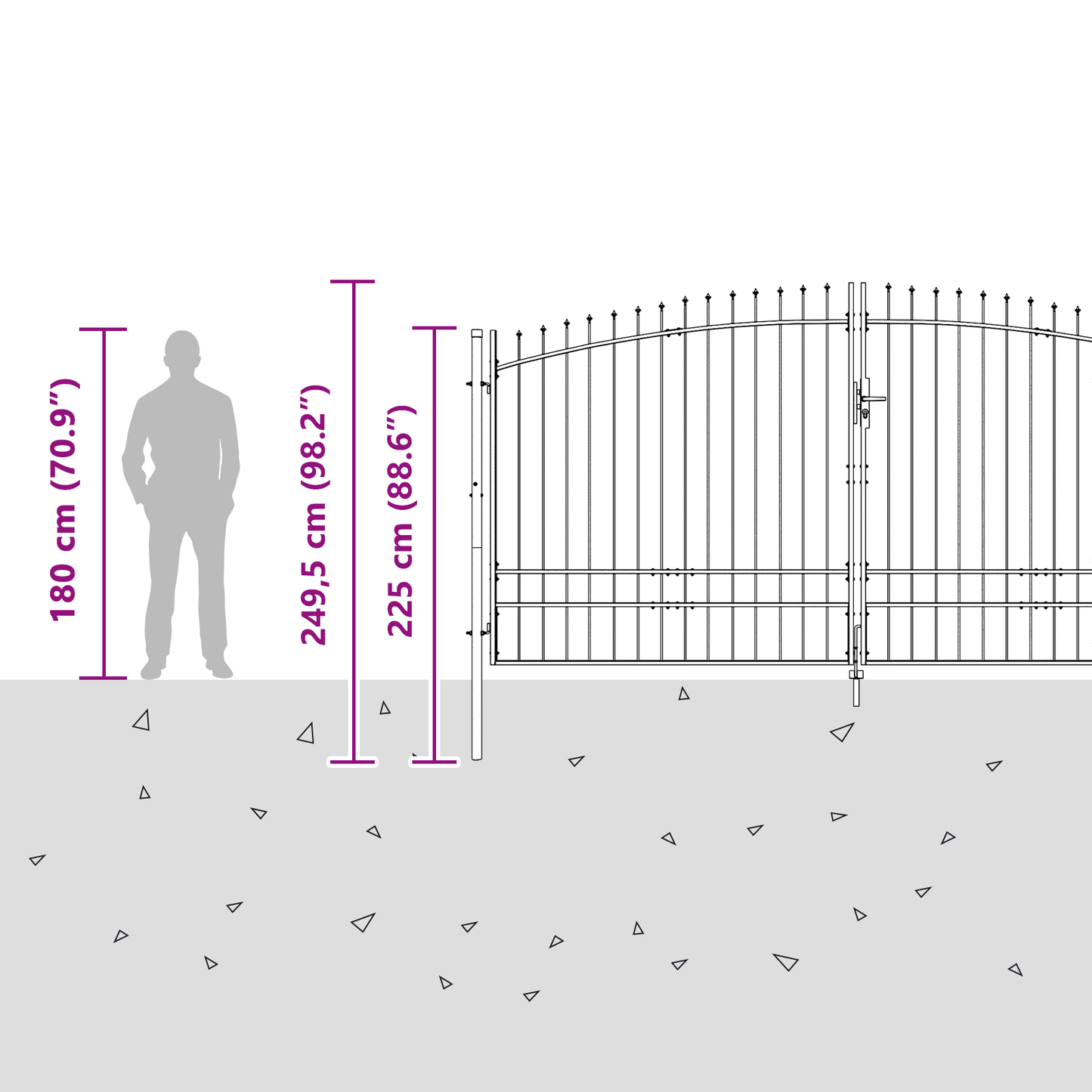 Double Gate with Lock Woerden Grey 400 x 249.5 cm Steel