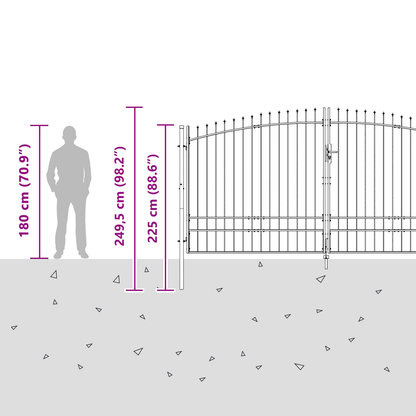 Double Gate with Lock Woerden Grey 400 x 249.5 cm Steel