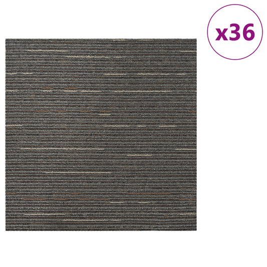 Carpet Tile Striped Dark Brown 50 x 50 cm 36 pcs PP and Bitumen
