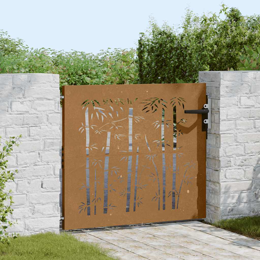 Garden Gate 85x100 cm Corten Steel Bamboo Design
