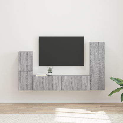 TV Cabinet Set Wall-mounted 4 pcs Grey Sonoma Engineered Wood