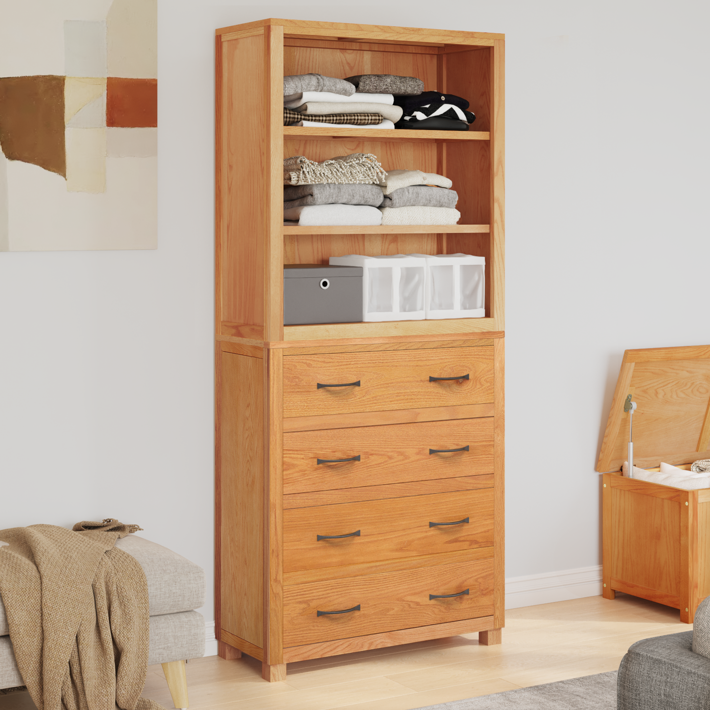 Storage Furniture Set with Shelf 2 pcs Natural 80 x 35 x 185 cm