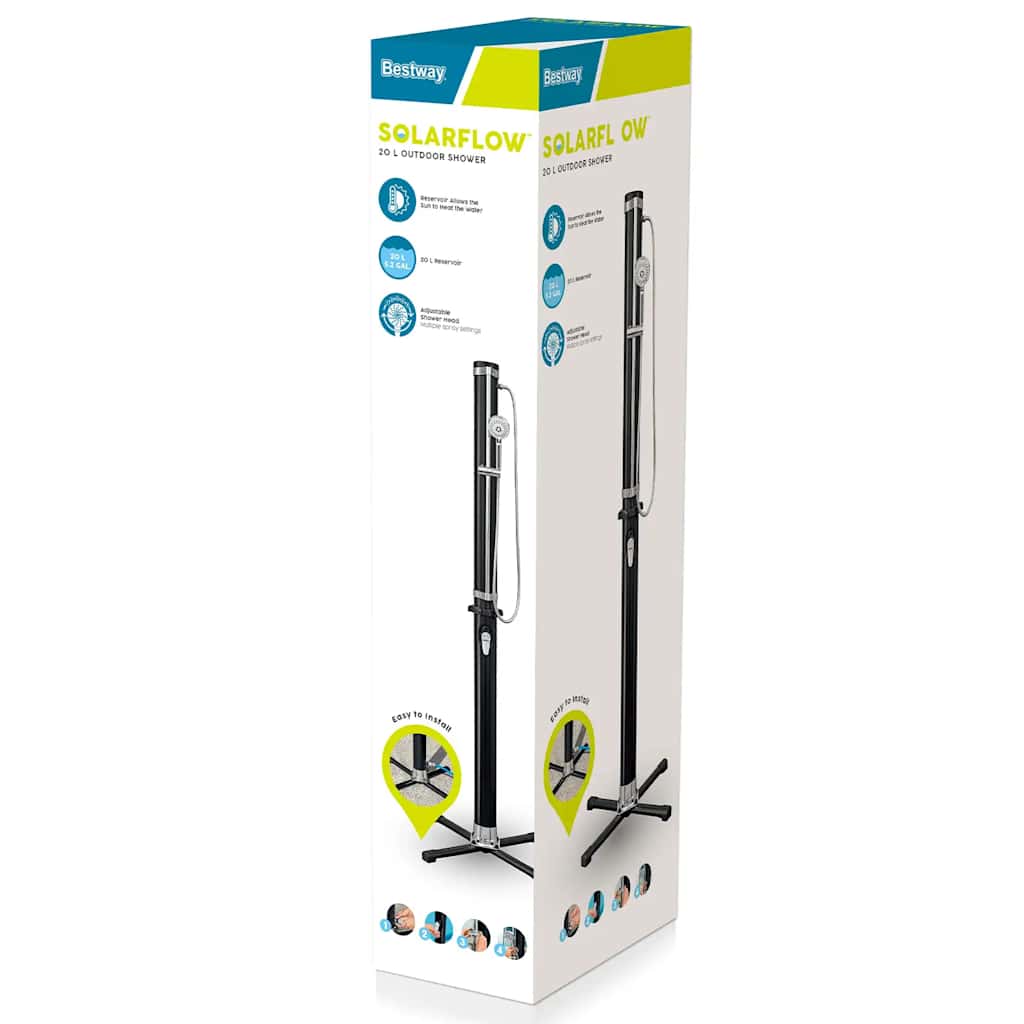 Solar Flow Outdoor Shower Black 20 L