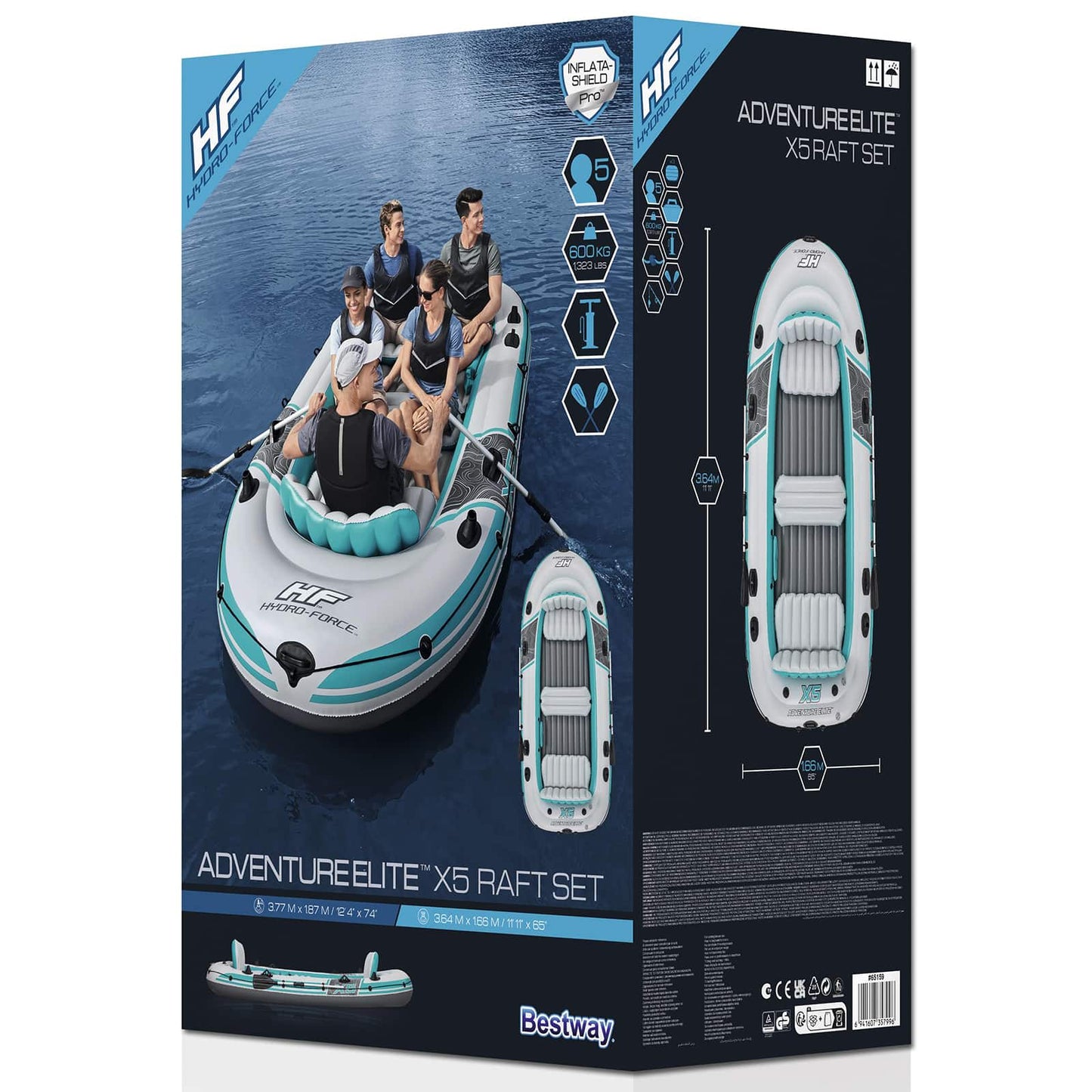 Inflatable Boat Grey and White 3.64 x 1.66 m PVC