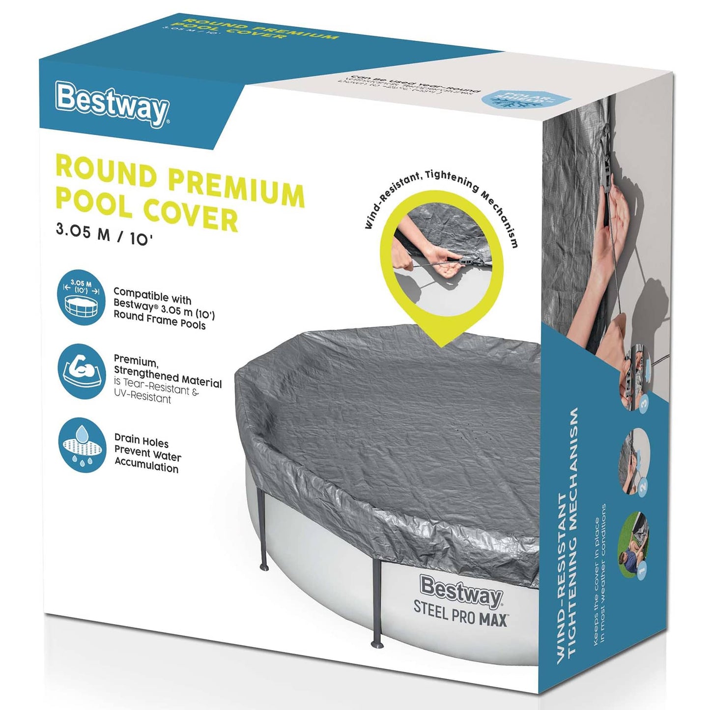Pool Cover Ø3.05 m Round Polyester Grey