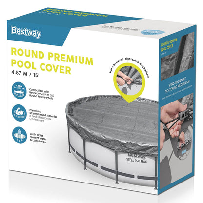 Pool Cover Ø4.57 m Round Polyester Grey