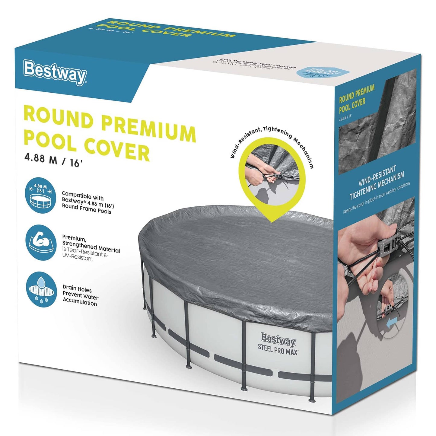 Pool Cover Ø4.88 m Round Polyester Grey
