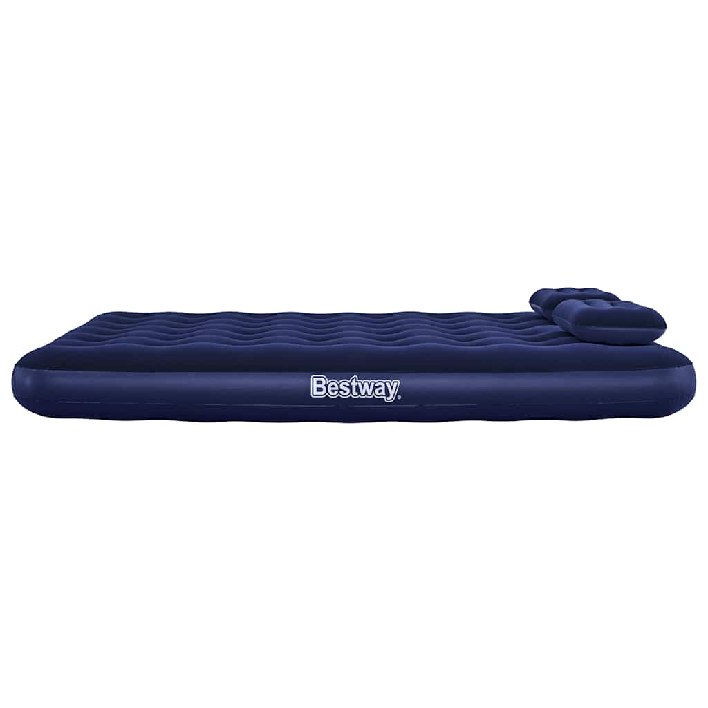 Inflatable Flocked Airbed with Pillow and Air Pump 203 x 152 x 22 cm 67374