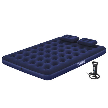 Inflatable Flocked Airbed with Pillow and Air Pump 203 x 152 x 22 cm 67374