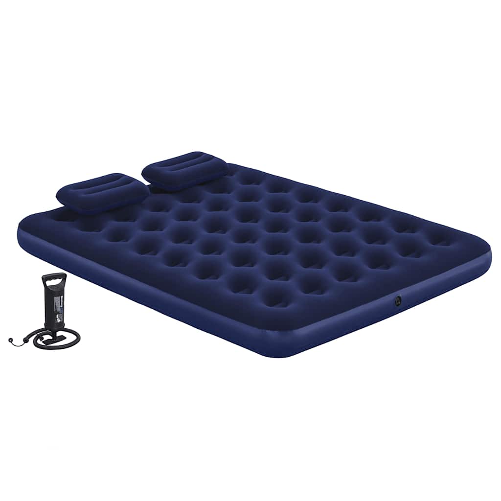 Inflatable Flocked Airbed with Pillow and Air Pump 203 x 152 x 22 cm 67374