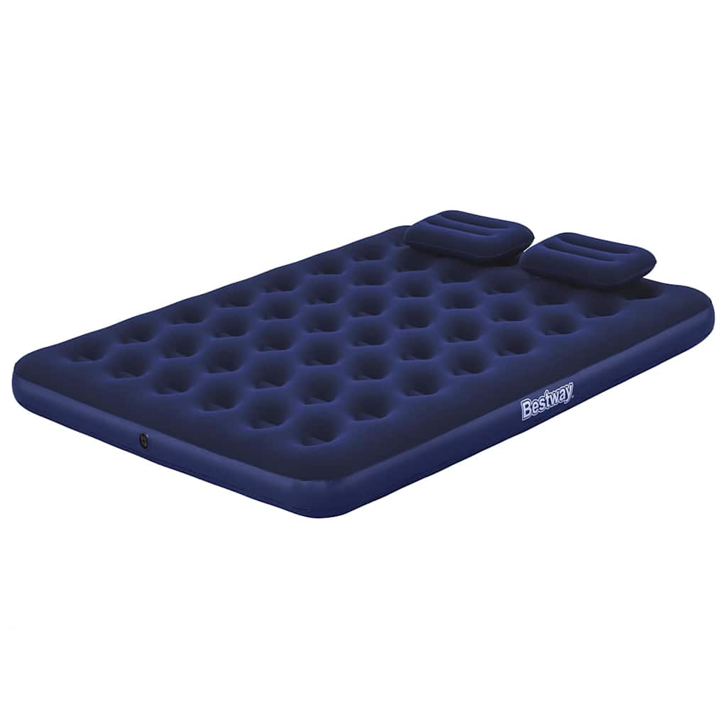 Inflatable Flocked Airbed with Pillow and Air Pump 203 x 152 x 22 cm 67374