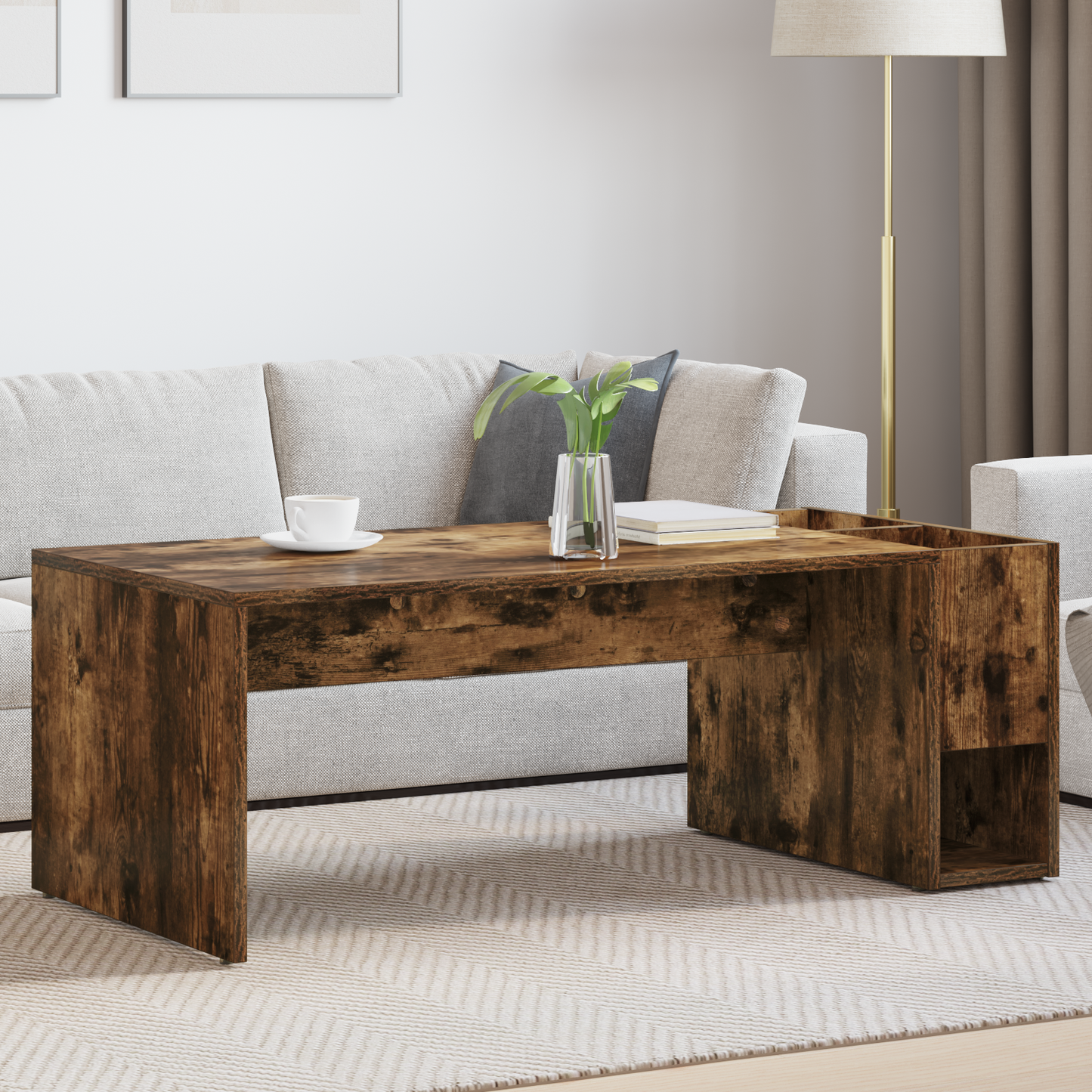 Coffee Table Smoked Oak 101.5 x 50 x 37 cm Engineered Wood