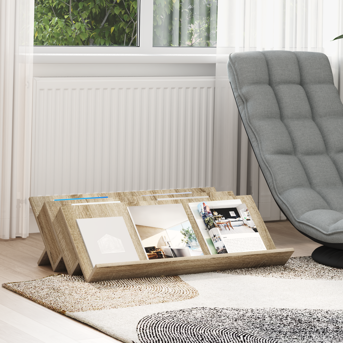 Magazine Rack Sonoma Oak 90 x 53 x 28.5 cm Engineered Wood