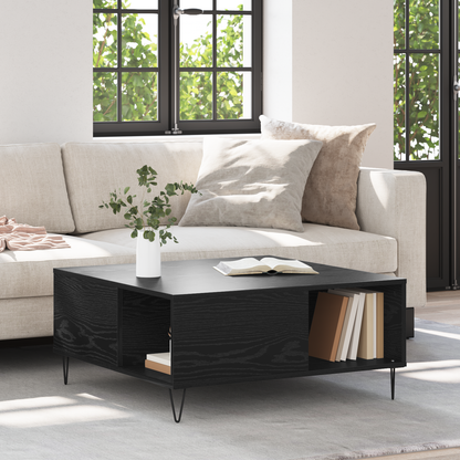 Coffee Table Black Oak 80 x 80 x 36.5 cm Engineered Wood
