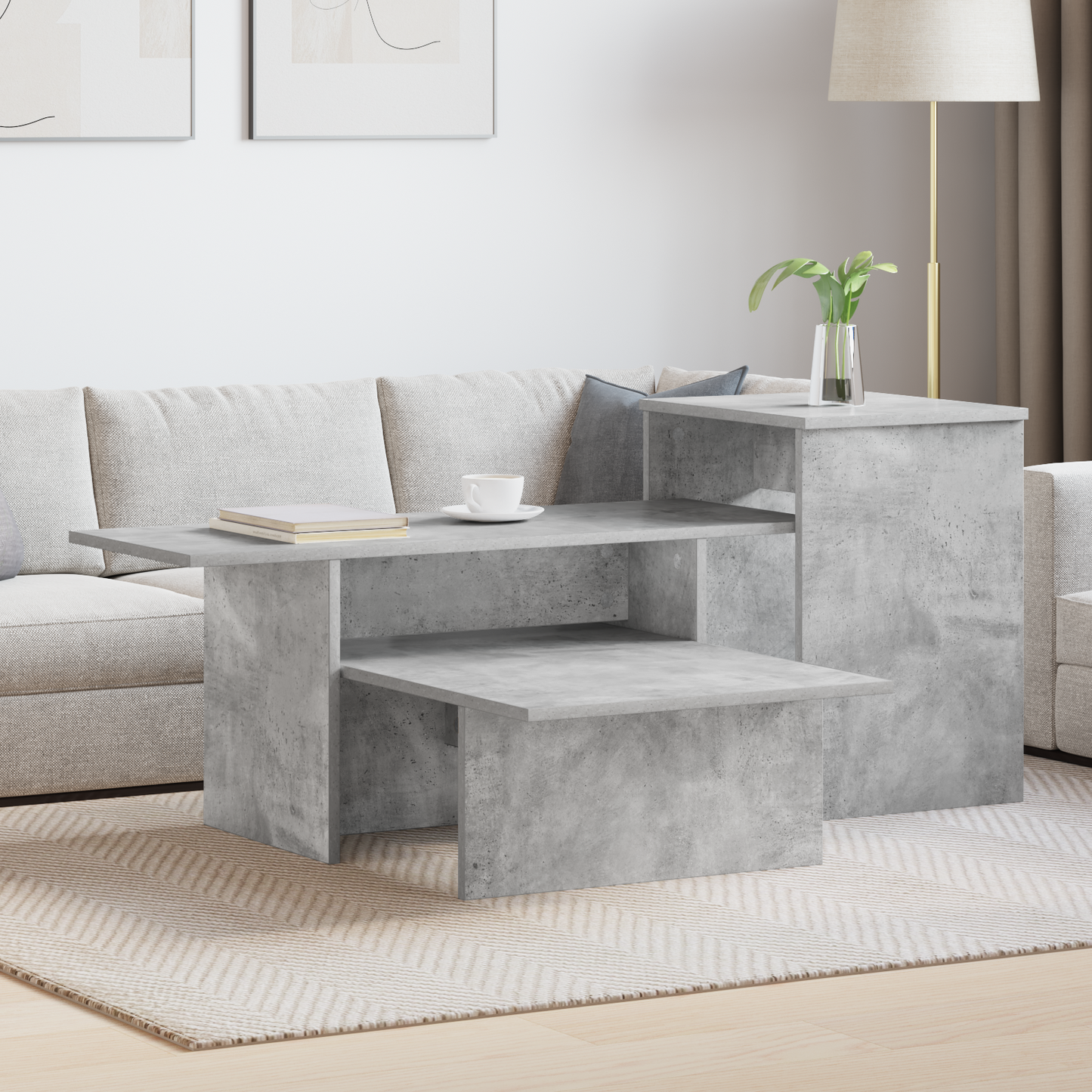 Console Table Concrete Grey 91.5 x 35 x 38.5 cm Engineered Wood