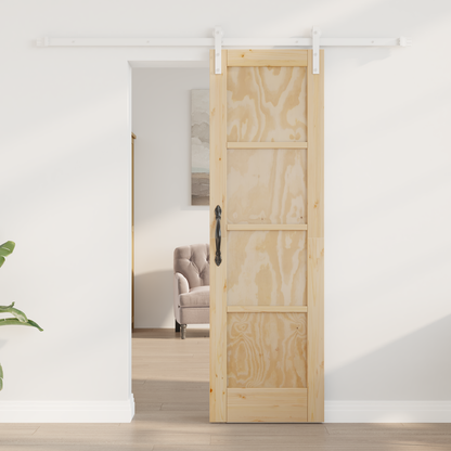 Sliding Door Natural and White 61 x 198.5 cm Solid Pine Wood