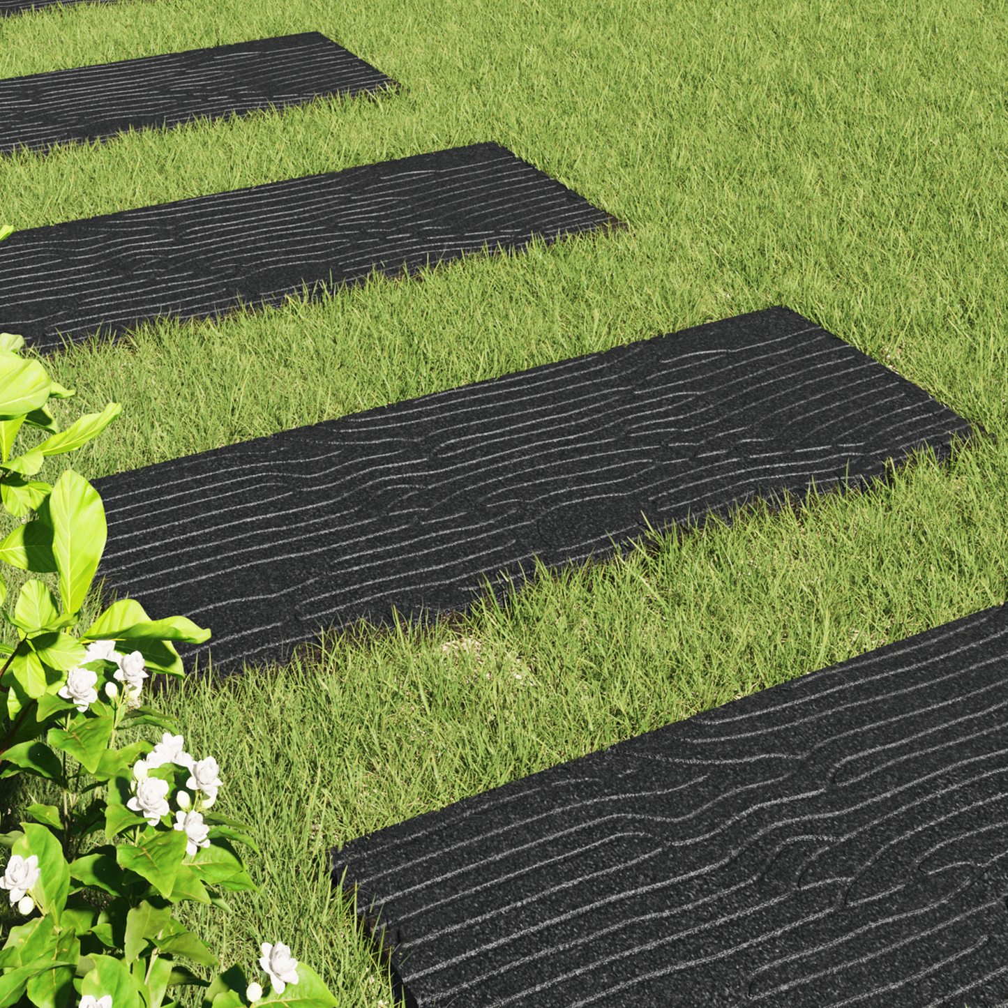 Stepping Stone 6 pcs Black 60.5 x 25 x 2 cm Rubber