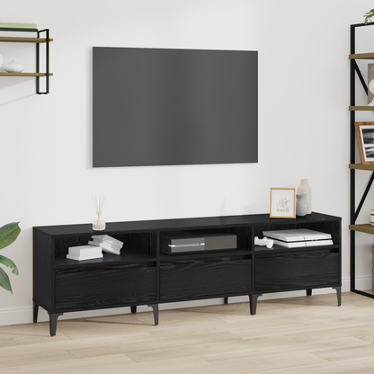 TV Cabinet Black Oak 150 x 30 x 45 cm Engineered Wood and Iron