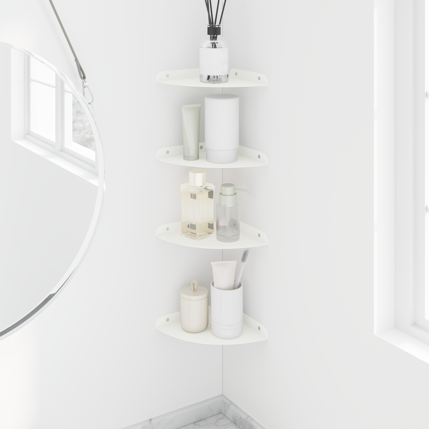 Floating Shelf with Shelf 4 pcs White 18 x 18 x 2 cm