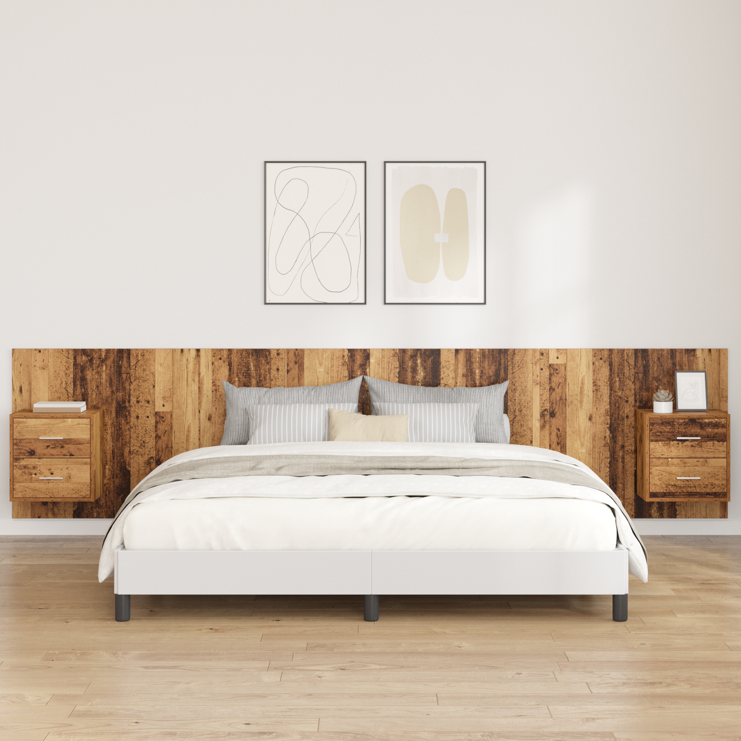 Headboard with Cabinet 3 pcs Old Wood Engineered Wood