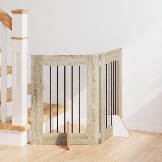 Foldable Dog Gate with Stands 2 pcs Sonoma Oak 120.5 cm