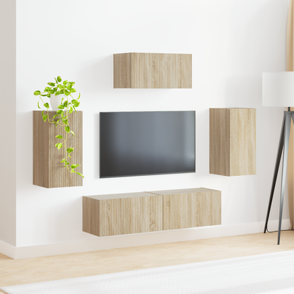 TV Cabinet Set Wall-mounted 5 pcs Sonoma Oak Engineered Wood